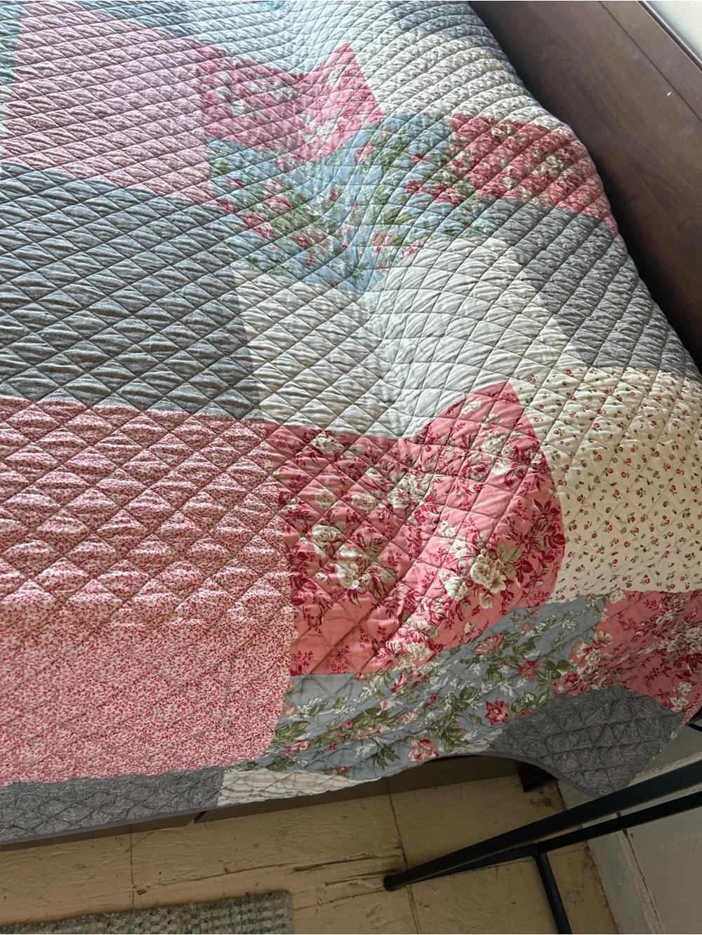 Patchwork Queen Quilt Bedspread Print Floral Lightweight Reversible#0627246